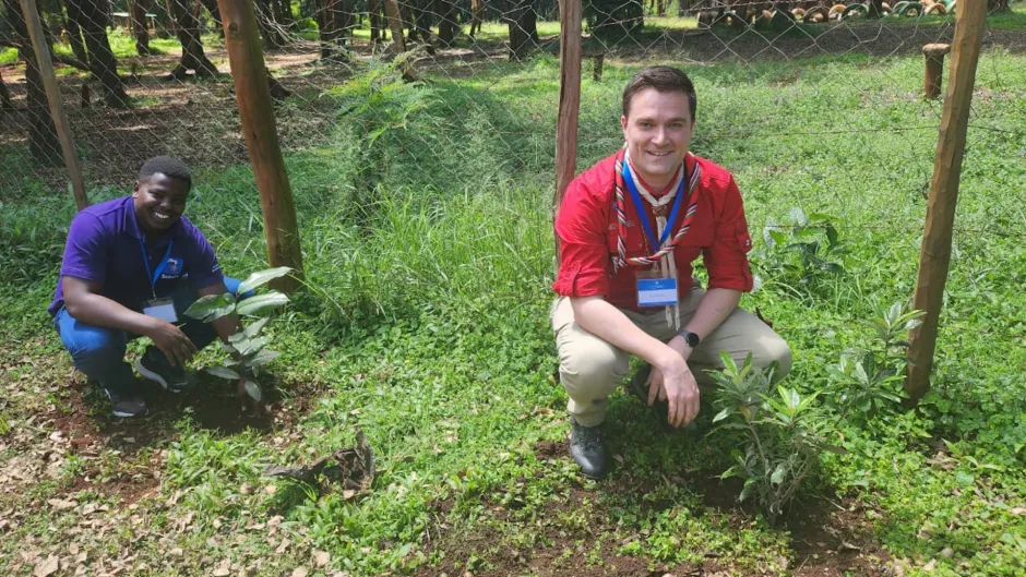 Planting trees at Rowallan Scout Camp, Nairobi, Kenya