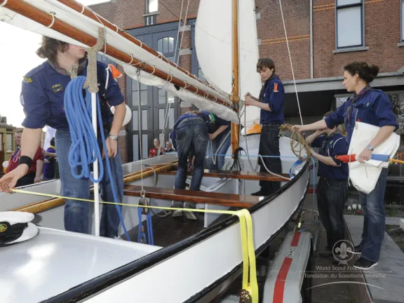 Sea Scouts outside the welcome reception venue