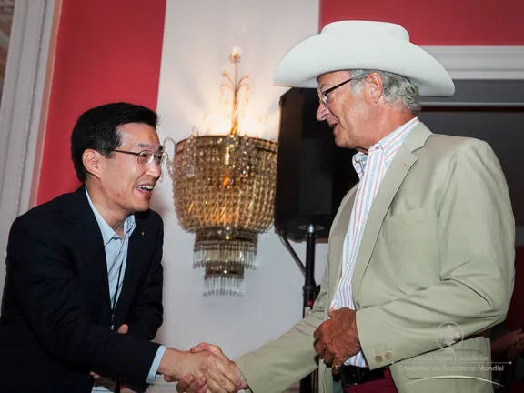 His Majesty received a handmade cowbow hat from Mr Byung-Soo Baik