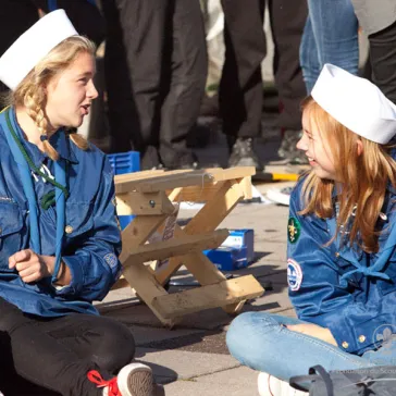 Two Sea Scouts enjoying all the attention