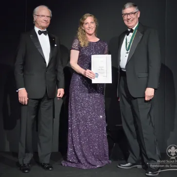 Mrs Janine Halverson (US) presented to His Majesty as a new Benefactor Circle member