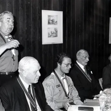 HM The King of Sweden & Dr Marcus Wallenberg on receipt of the Bronze Wolf, the highest Scout award. 25th April 1982