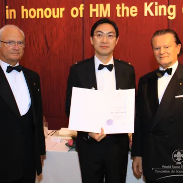 Mr Augustine WONG (HK) presented to His Majesty as a new BP Fellow
