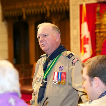 Presenting Scouts Canada Awards in the Senate Hall
