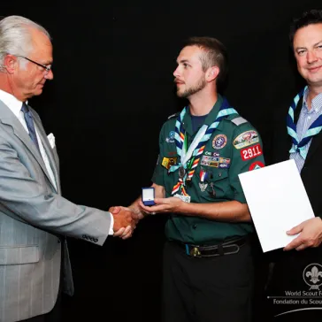 Mr Patrick Claytor (US) presented to His Majesty as new B-P Fellow.