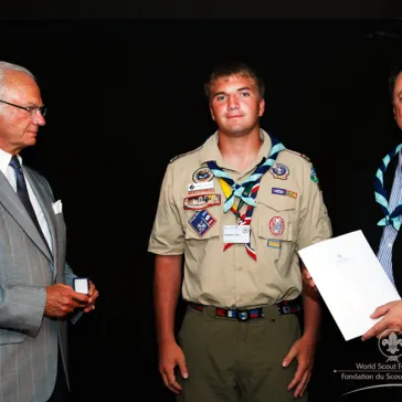 Mr Christopher Collins (US) presented to His Majesty as new B-P Fellow.