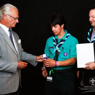 Mr David Flores (MX) presented to His Majesty as new B-P Fellow.