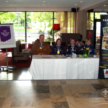 The volunteers of the welcome desk at the Radisson Blu Hotel in Turku