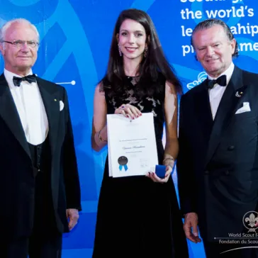 Mrs Yasmine Bensultana (HK) presented to His Majesty as a new BP Fellow