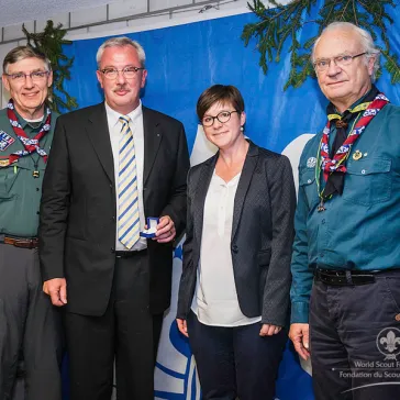 Bruno Jost and Barbara Jost-Schepfer presented to His Majesty on behalf of the Community of Kandersteg