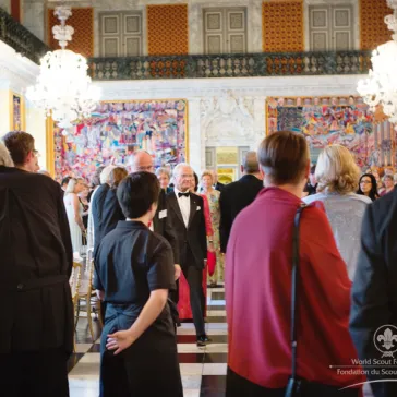 His Majesty enters the Grand Hall of Christianborg's Palace for the Gala Dinner