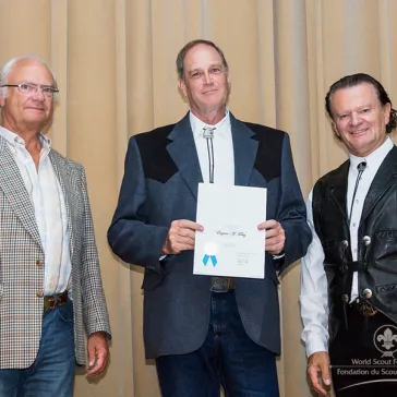 Rev Eugene A. Foley (US) presented to His Majesty as a new BP Fellow