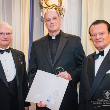 Rev Eugene Foley (US) presented to His Majesty as a new Benefactor Circle member
