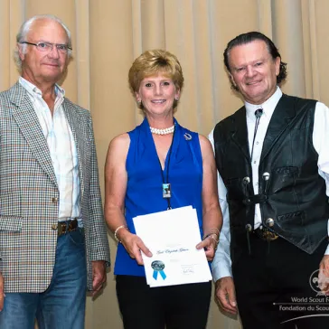 Mrs Gail Elizabeth Gibson (US) presented to His Majesty as a new BP Fellow