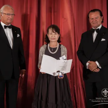 Mrs Etsuko Hayashi (JP) presented to His Majesty as a new BP Fellow