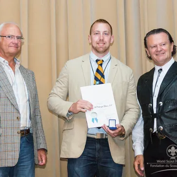 Mr John McCullough Gibson, II (US) presented to His Majesty as a new BP Fellow