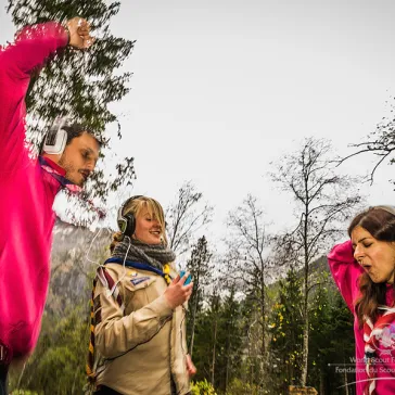 Scout Centre Staff and Scouts testing the new and cool Monster headphones