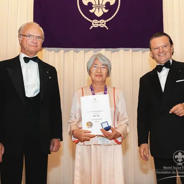 Mrs Hiroe Kato (JP) presented to His Majesty as a new BP Fellow