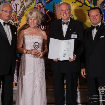 Mr & Mrs Brian Neysmith (CA) presented to His Majesty as Benefactor Circle Members