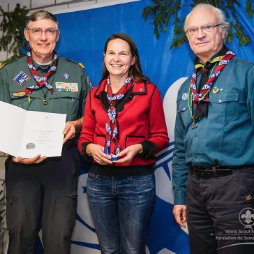 Mrs Tania Roach (AT) presented to His Majesty as a new BP Fellow