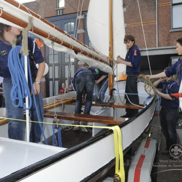 Sea Scouts outside the welcome reception venue