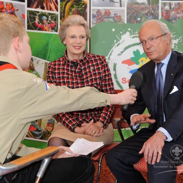 HM The King of Sweden and HRH Princess Benedikte of Denmark interviewed for ScoutTV