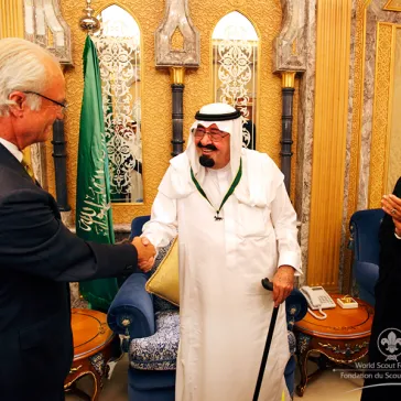 The King of Saudi Arabia receives the Bronze Wolf, the highest award of the World Organization of the Scout Movement